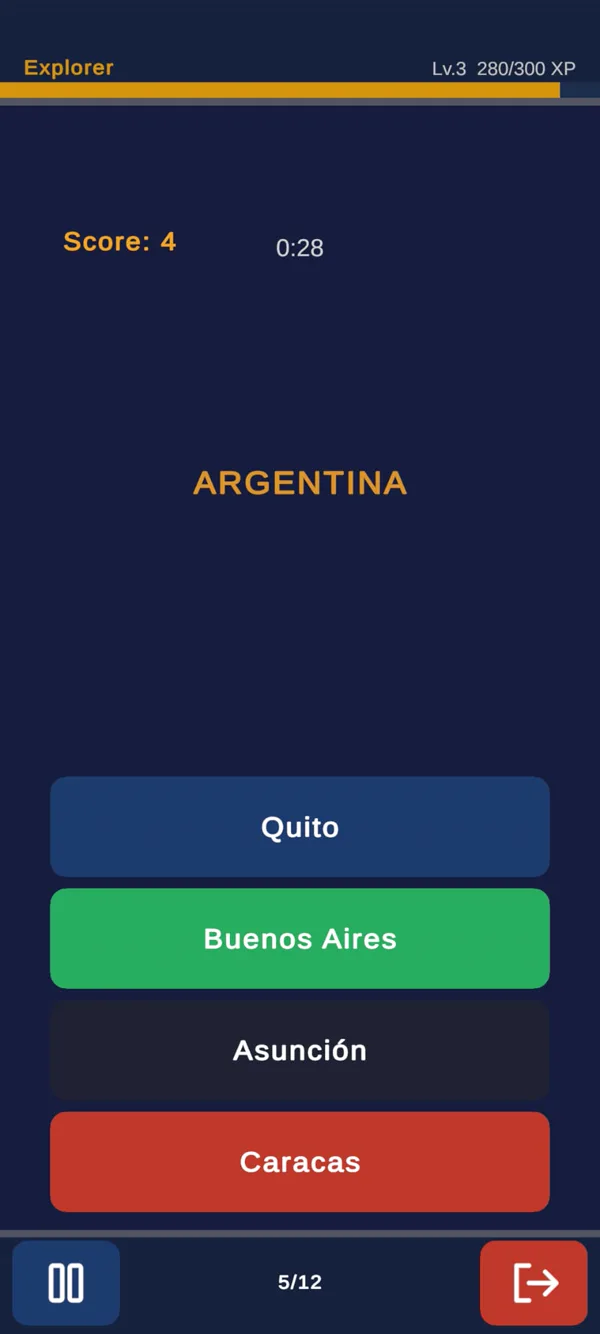 GeoKnow capitals round: Argentina with four city answers
